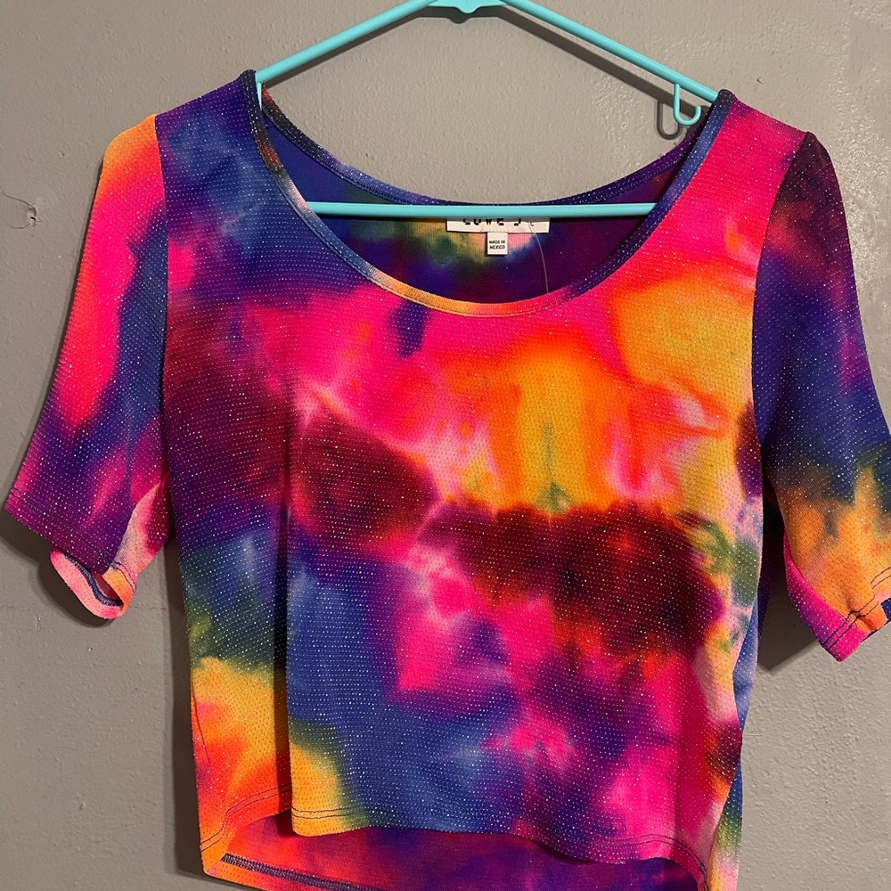 Love J Sparkly shimmer ombre Crop Shirt